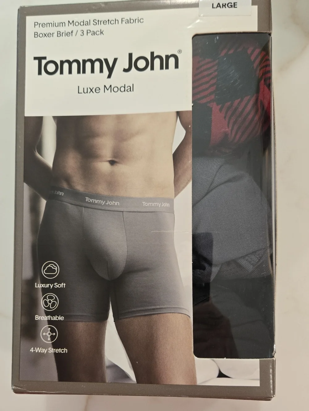 Tommy John Luxe Modal Boxer Briefs - Gray & Black (3 Pack)